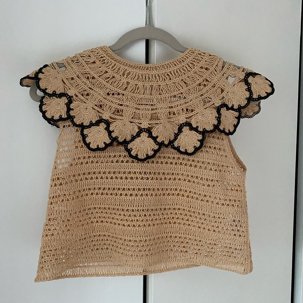 Zara KNIT PETER PAN COLLAR TOP
